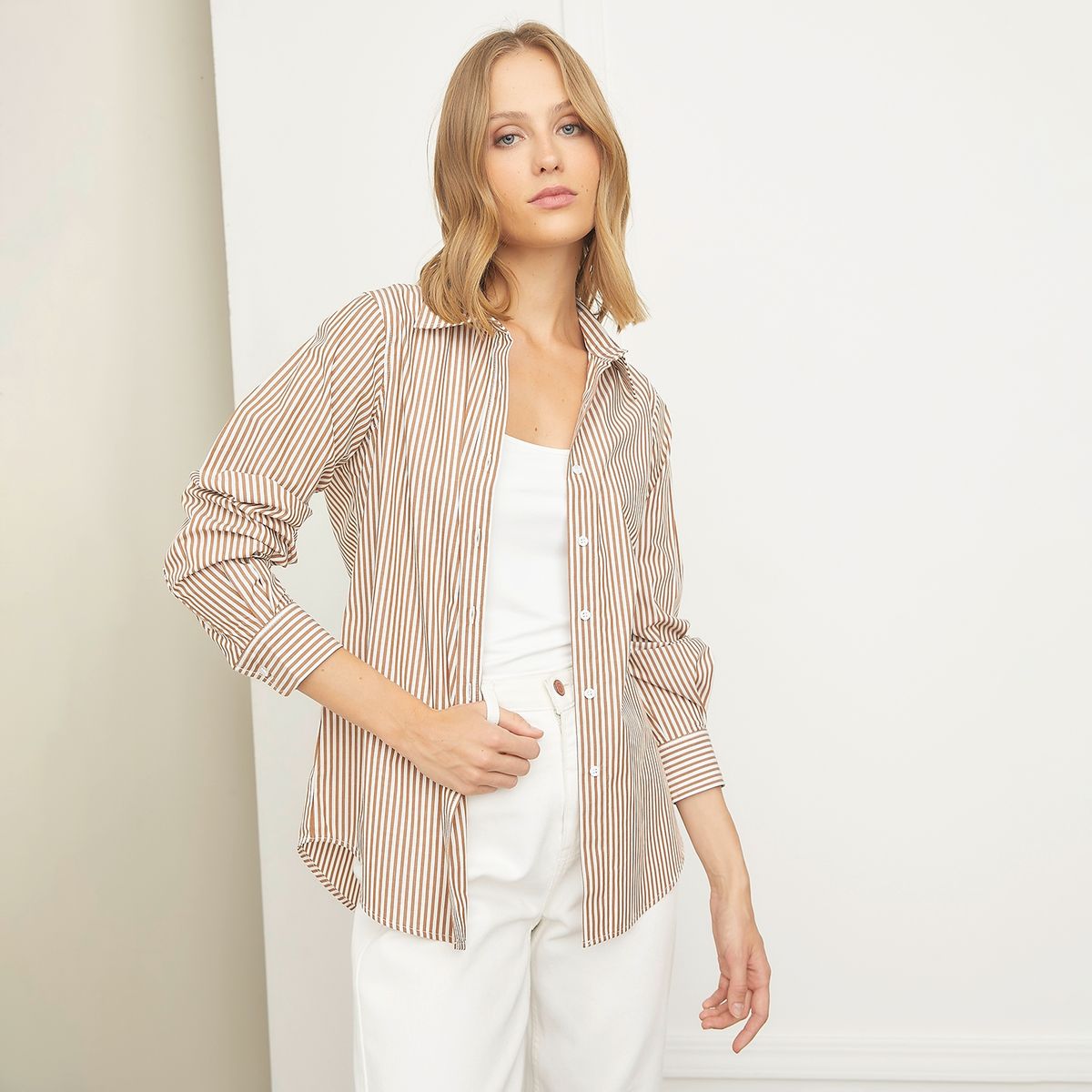 BASEMENT - Blusa Manga Larga Algodón Mujer Basement