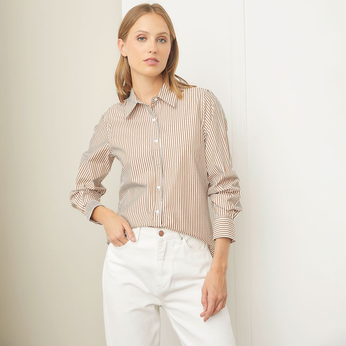 BASEMENT - Blusa Manga Larga Algodón Mujer Basement