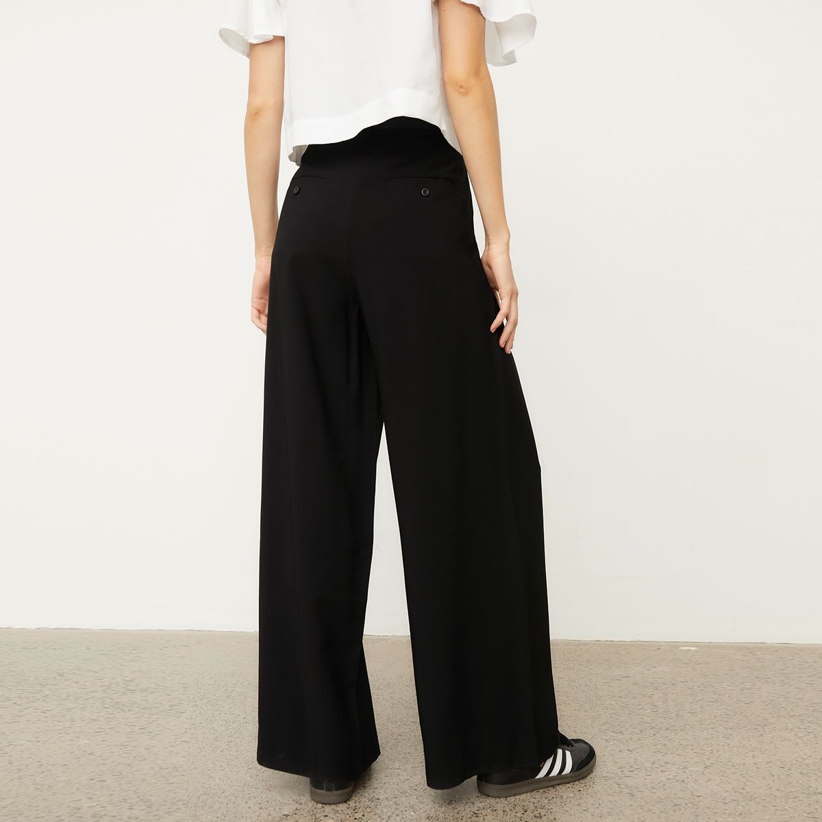 BASEMENT - Pantalón Wide Leg Tiro Alto Mujer Basement