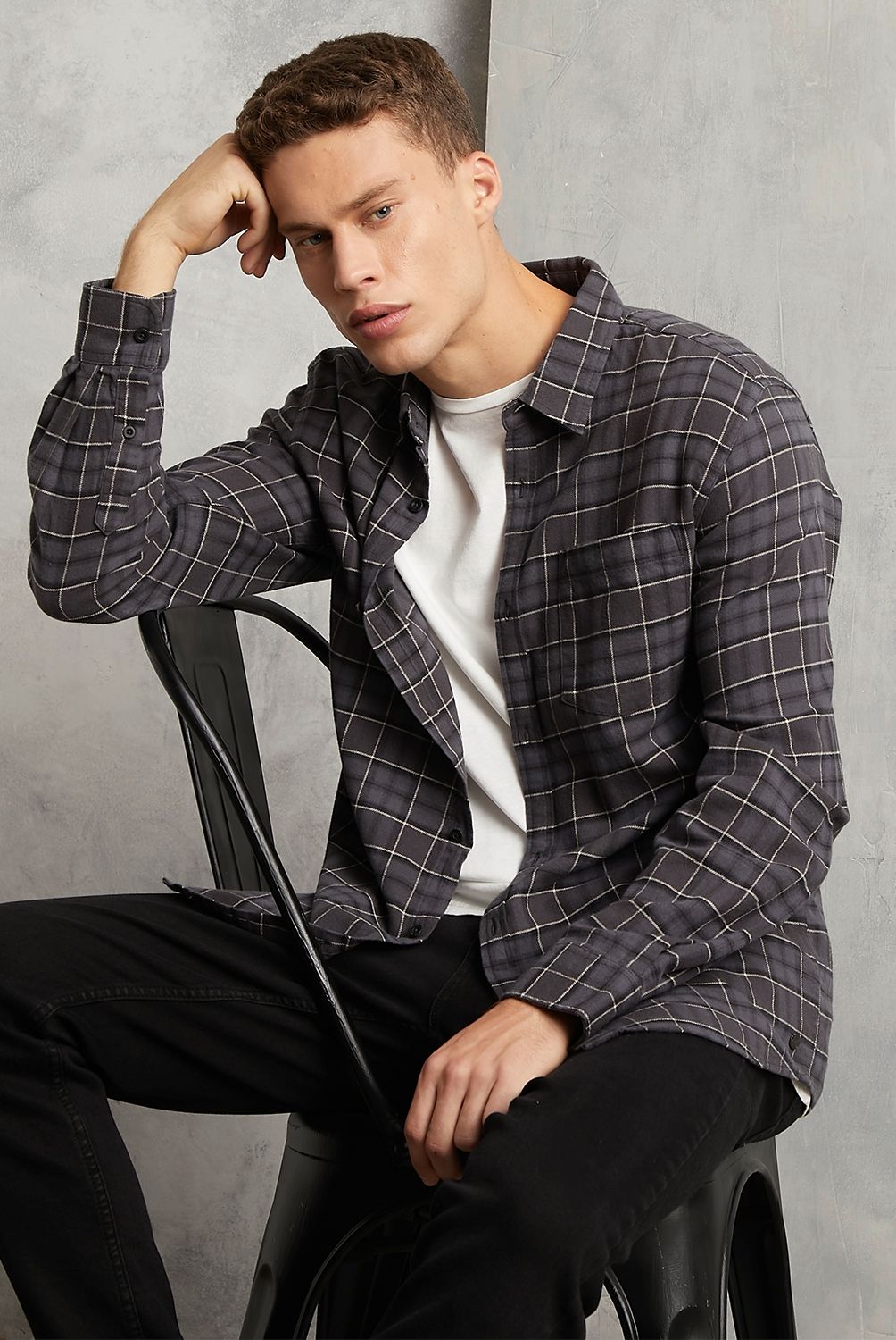 AMERICANINO - Camisa Manga Larga Leñadora Regular Algodón Hombre Americanino