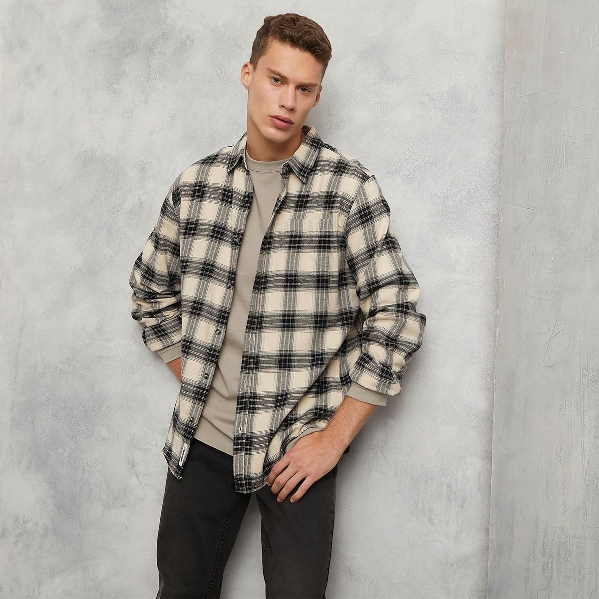 AMERICANINO - Camisa Manga Larga Leñadora Regular Algodón Hombre Americanino