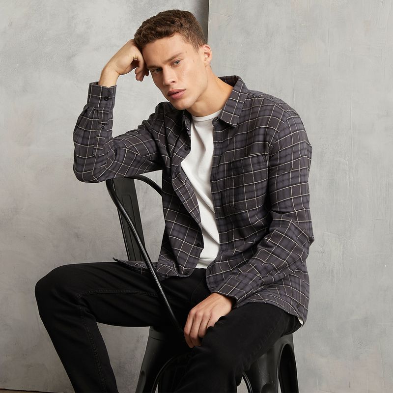 AMERICANINO - Camisa Manga Larga Leñadora Regular Algodón Hombre Americanino