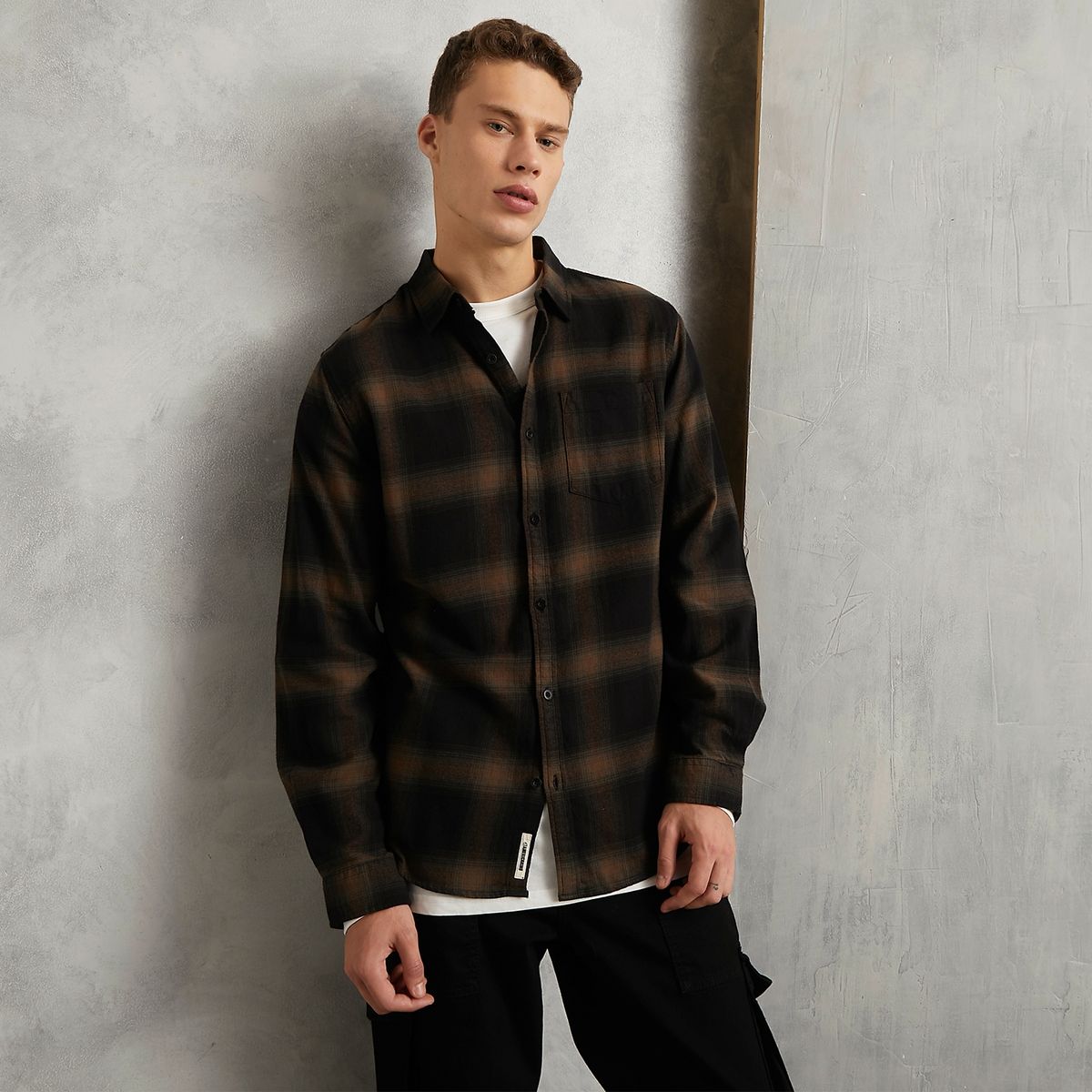 AMERICANINO - Camisa Manga Larga Leñadora Regular Algodón Hombre Americanino