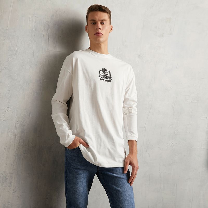 AMERICANINO - Polera Manga Larga Relax Hombre Algodón Americanino