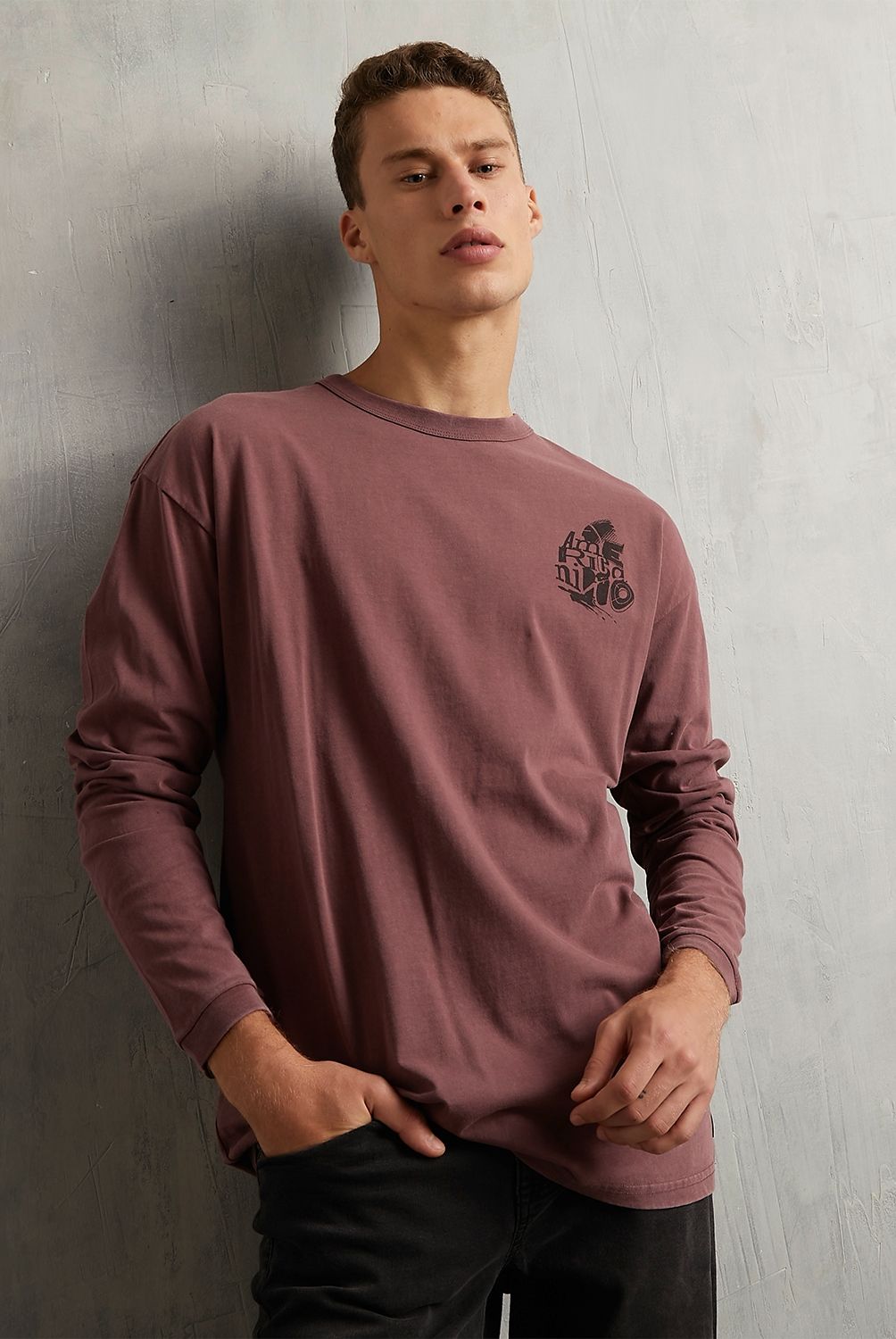 AMERICANINO - Polera Manga Larga Relax Hombre Algodón Americanino