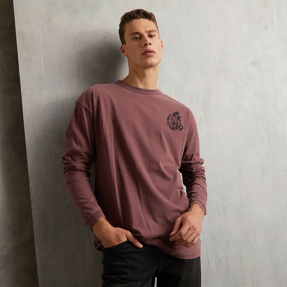 AMERICANINO - Polera Manga Larga Relax Hombre Algodón Americanino