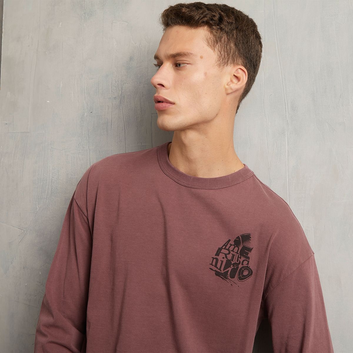 AMERICANINO - Polera Manga Larga Relax Hombre Algodón Americanino