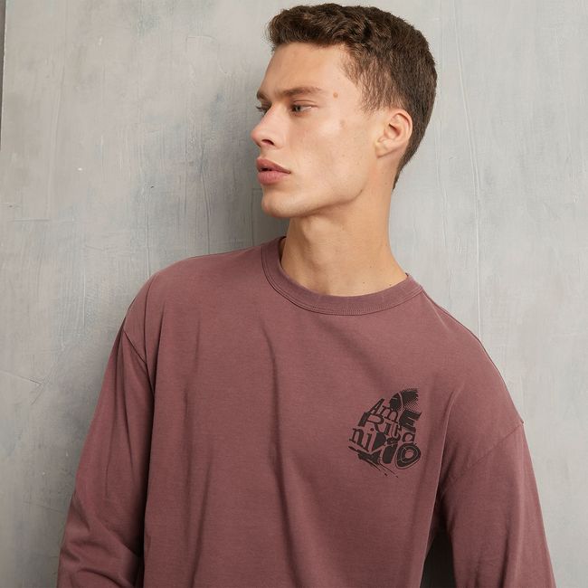 AMERICANINO - Polera Manga Larga Relax Hombre Algodón Americanino