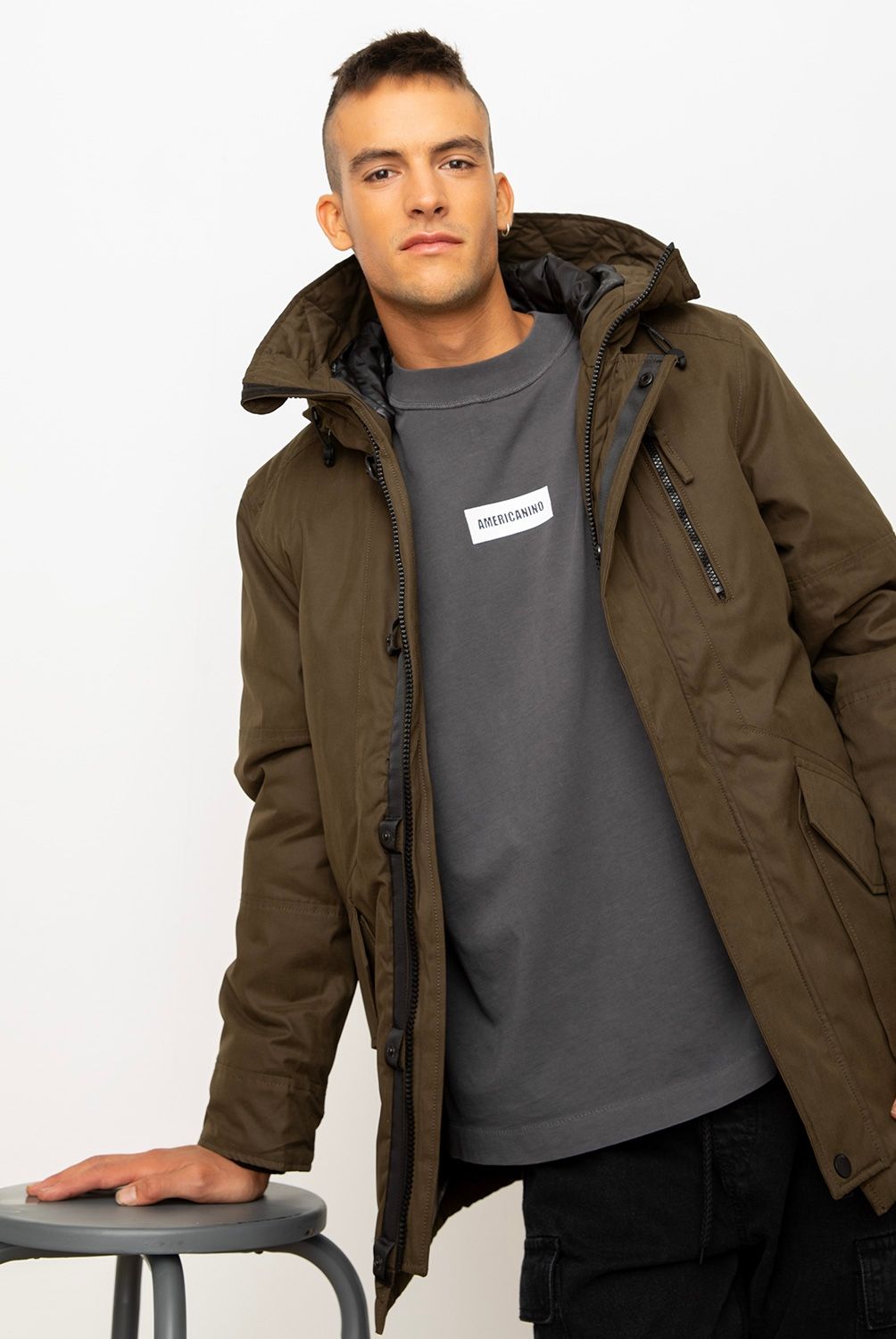 AMERICANINO - Parka Lisa Recto Hombre Americanino