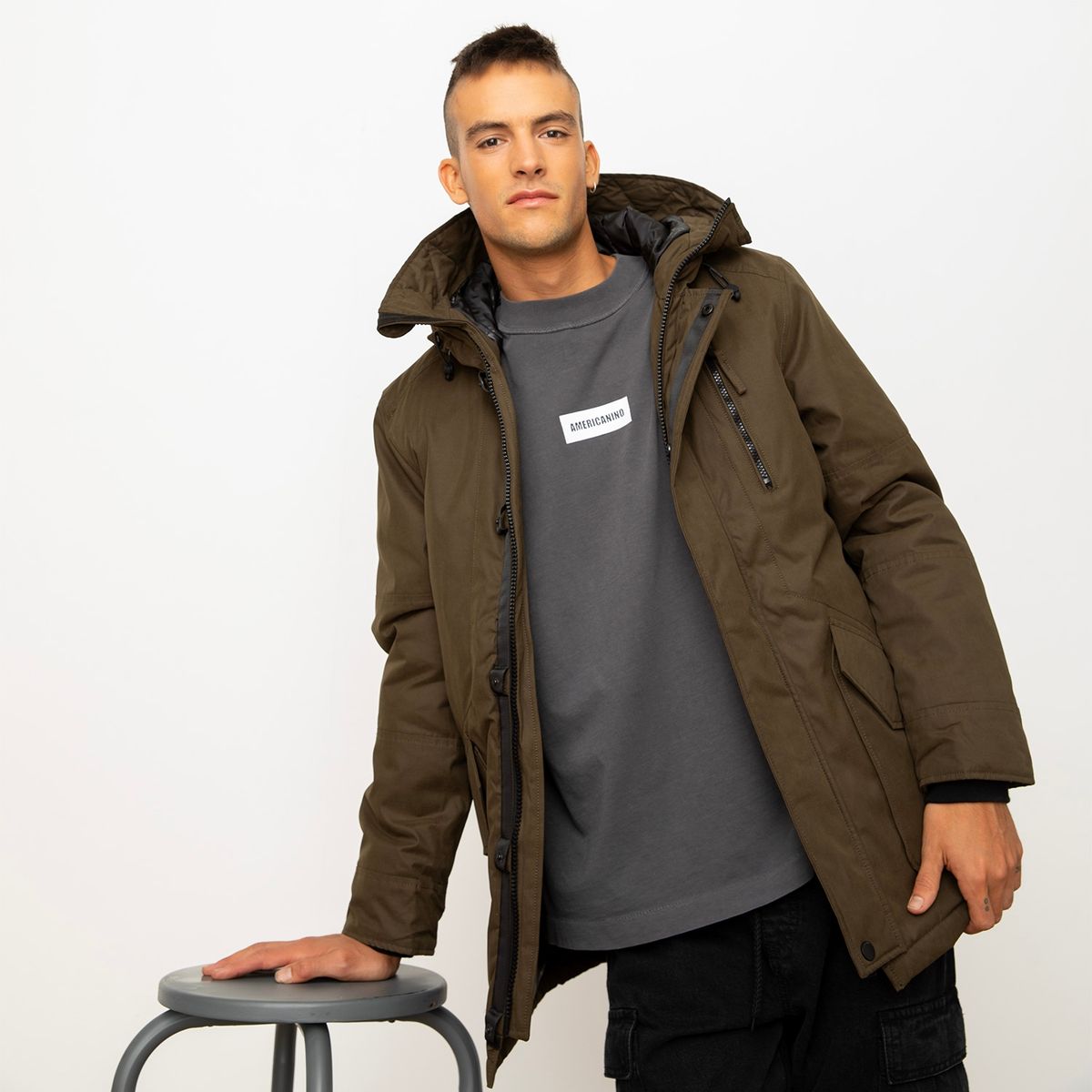 AMERICANINO - Parka Lisa Recto Hombre Americanino