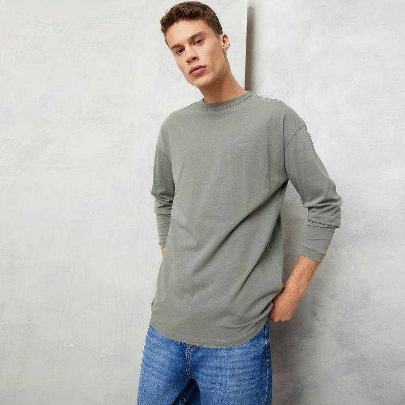 AMERICANINO - Polera Manga Larga Lisa Relax Hombre Algodón Americanino