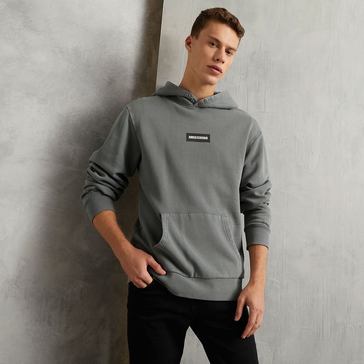 AMERICANINO - Polerón Canguro Oversize Algodón Hombre Americanino