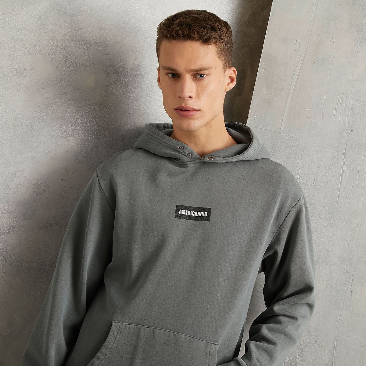 AMERICANINO - Polerón Canguro Oversize Algodón Hombre Americanino