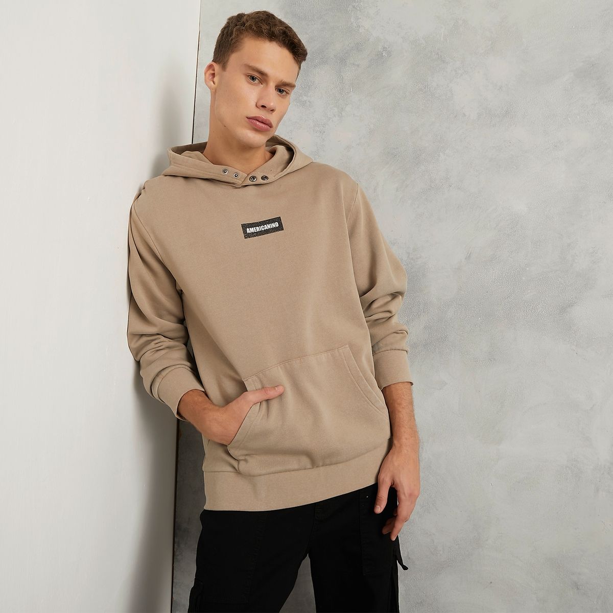 AMERICANINO - Polerón Canguro Oversize Algodón Hombre Americanino