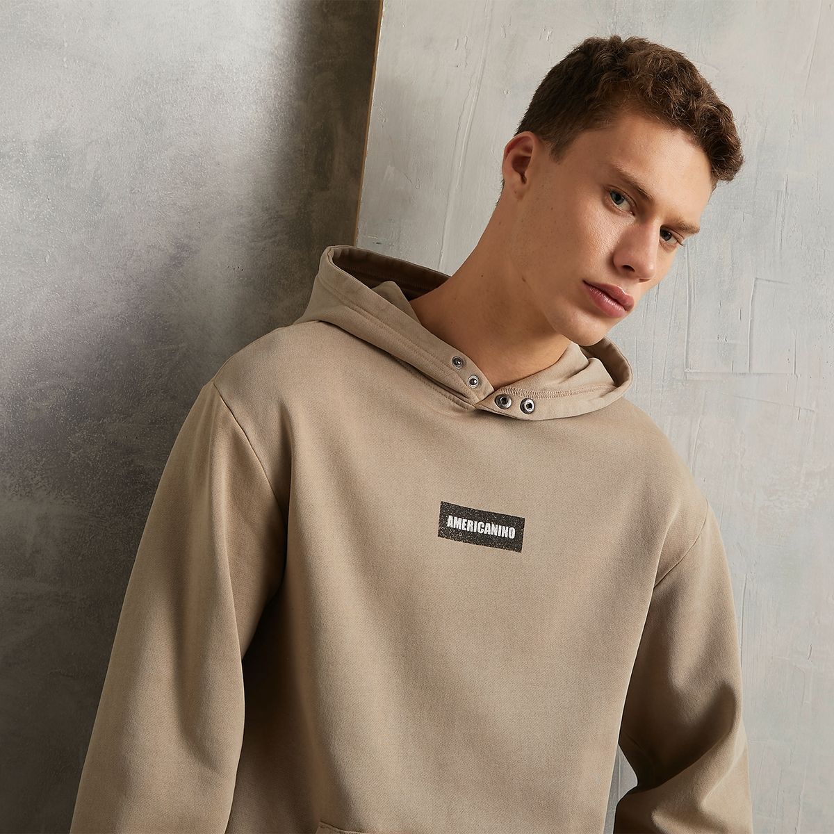 AMERICANINO - Polerón Canguro Oversize Algodón Hombre Americanino