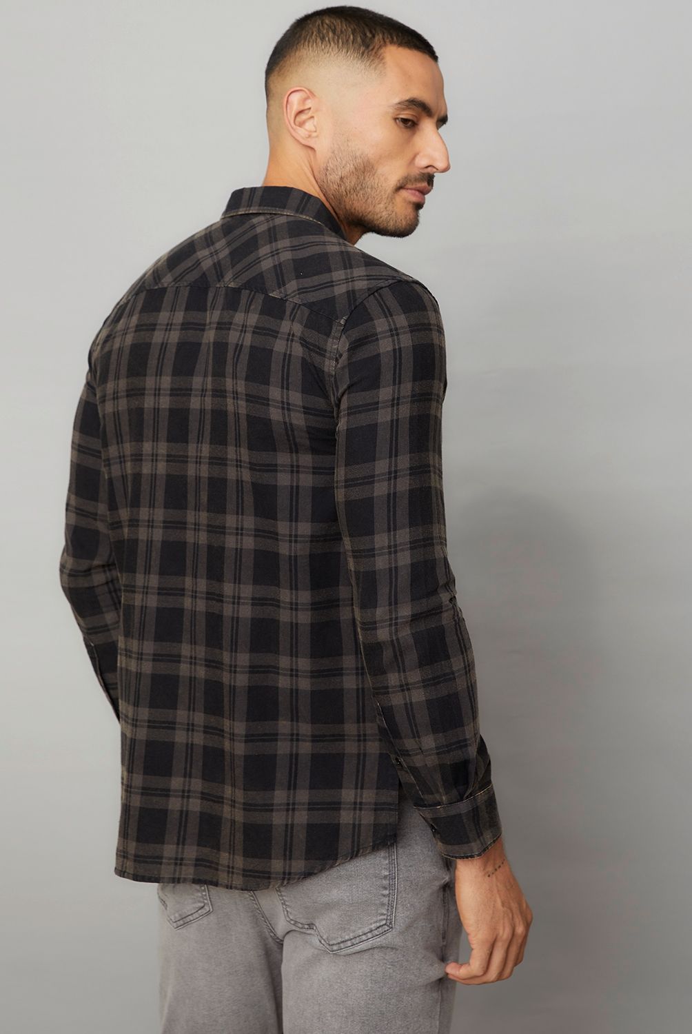MOSSIMO - Camisa Check Manga Larga Algodón Slim Hombre Mossimo