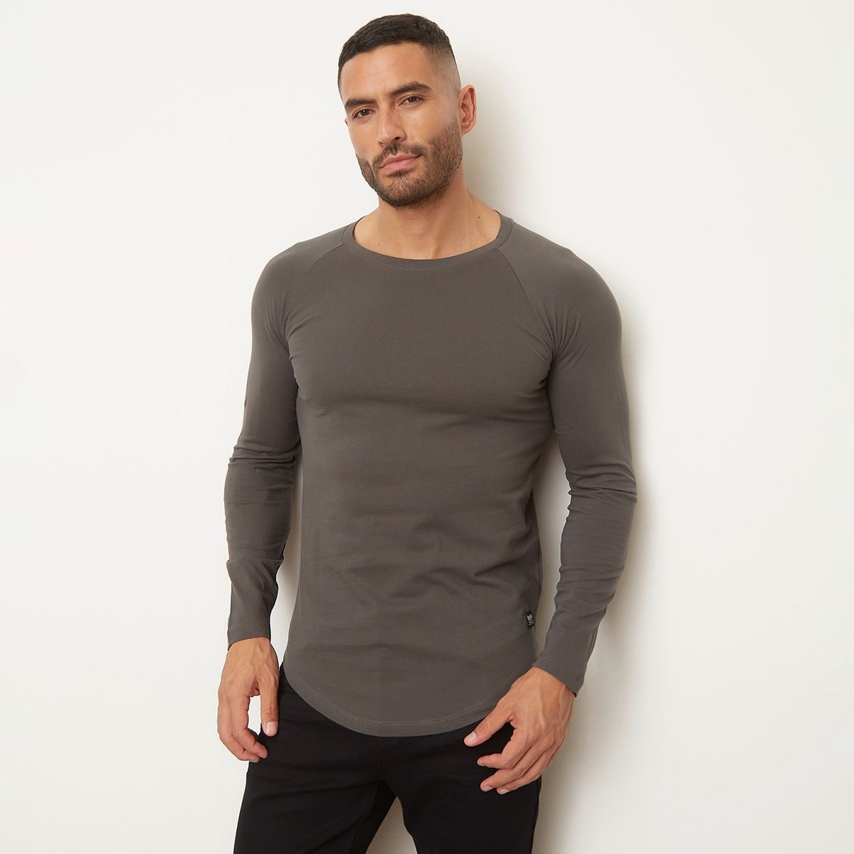 MOSSIMO - Polera Lisa Manga Larga Cuello Redondo Algodón Hombre Mossimo