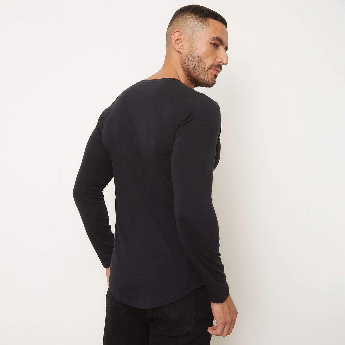 MOSSIMO - Polera Lisa Manga Larga Cuello Redondo Algodón Hombre Mossimo