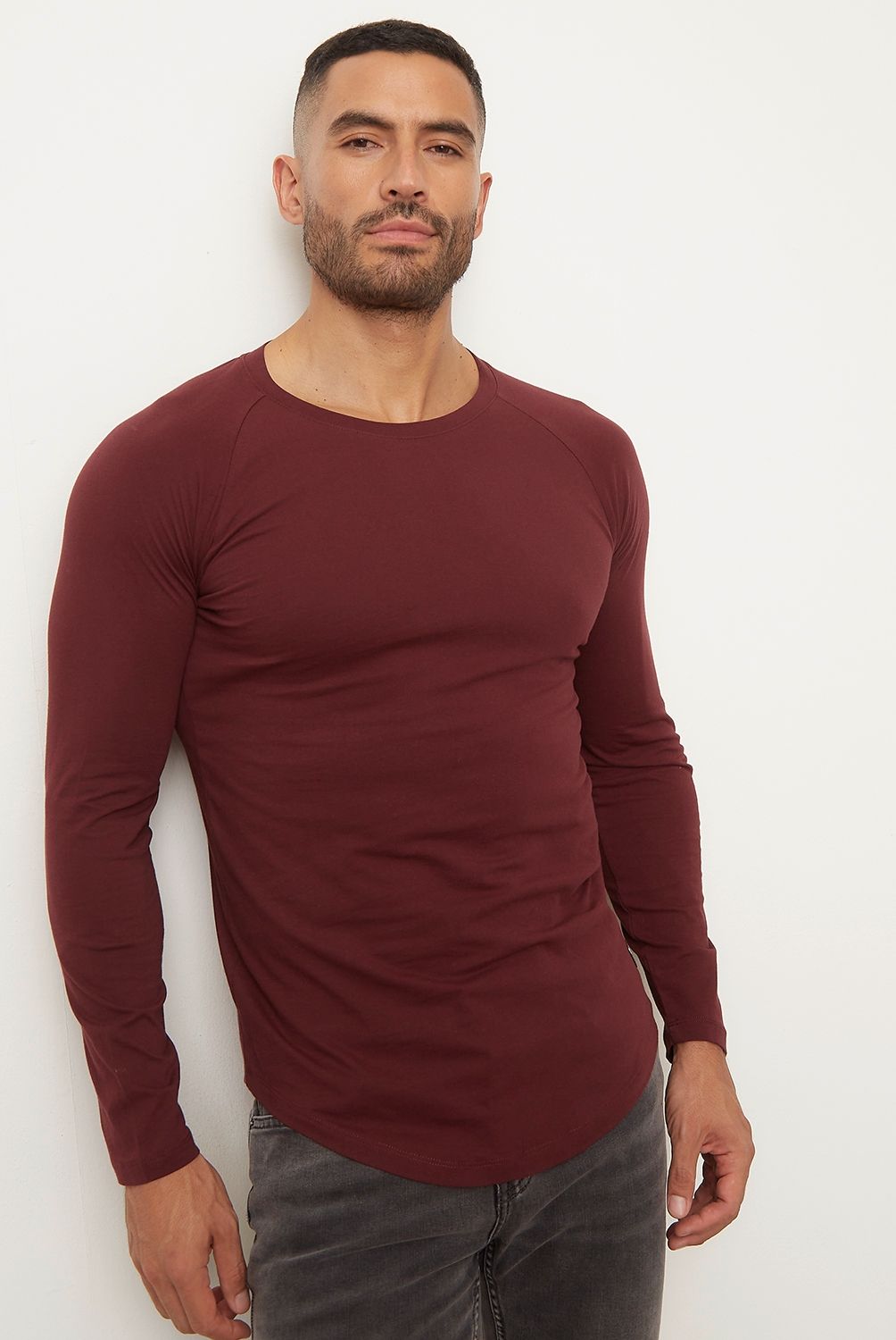 MOSSIMO - Polera Lisa Manga Larga Cuello Redondo Algodón Hombre Mossimo