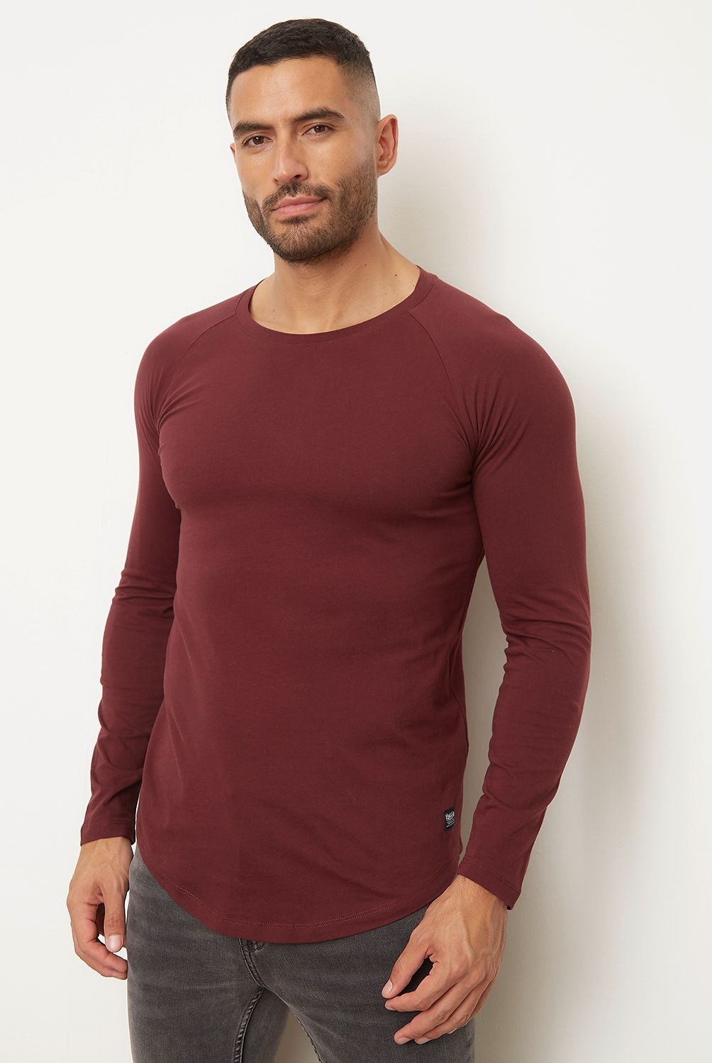 MOSSIMO - Polera Lisa Manga Larga Cuello Redondo Algodón Hombre Mossimo