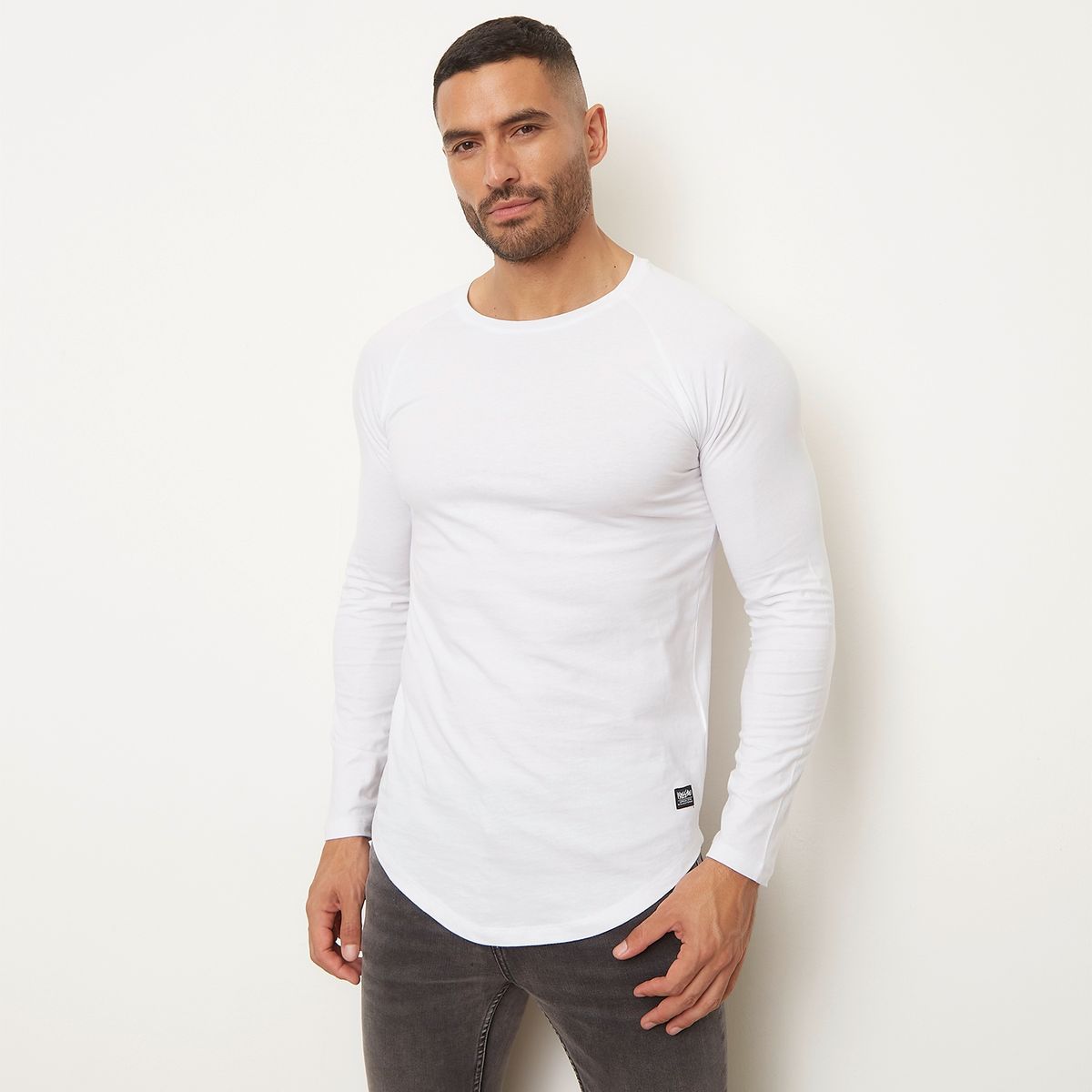 MOSSIMO - Polera Lisa Manga Larga Cuello Redondo Algodón Hombre Mossimo