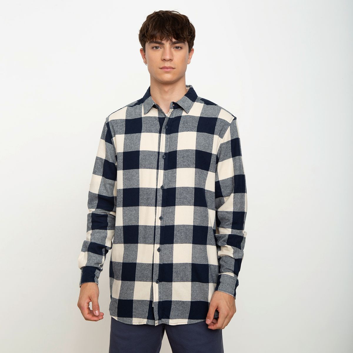 BEARCLIFF - Camisa A Cuadros Manga Larga Regular Fit Hombre Bearcliff