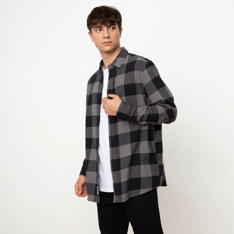 BEARCLIFF - Camisa A Cuadros Manga Larga Regular Fit Hombre Bearcliff