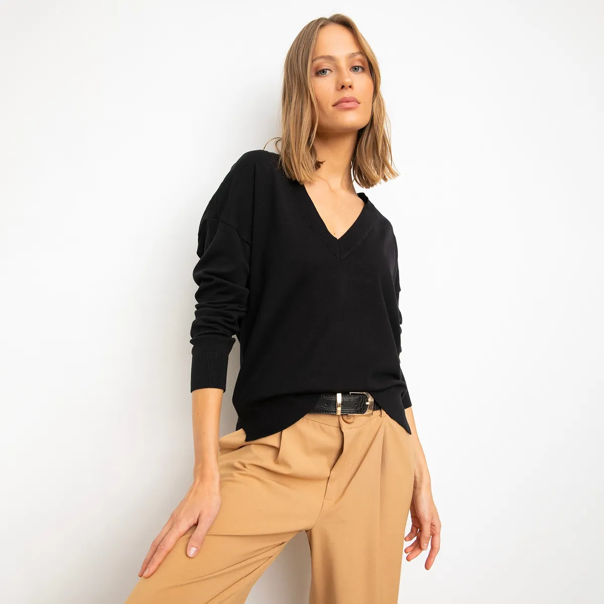 BASEMENT - Sweater Liso Manga Larga Mujer Basement