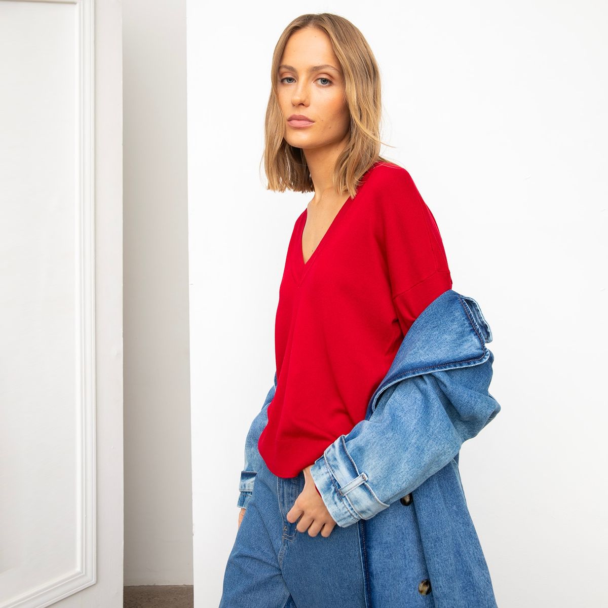 BASEMENT - Sweater Liso Manga Larga Mujer Basement