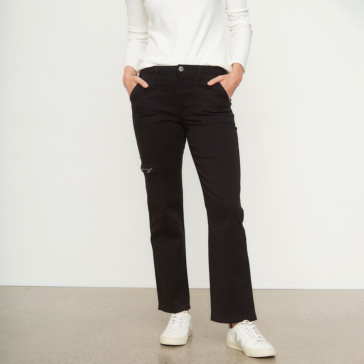 NEWPORT - Pantalón Recto Tiro Alto Mujer Newport