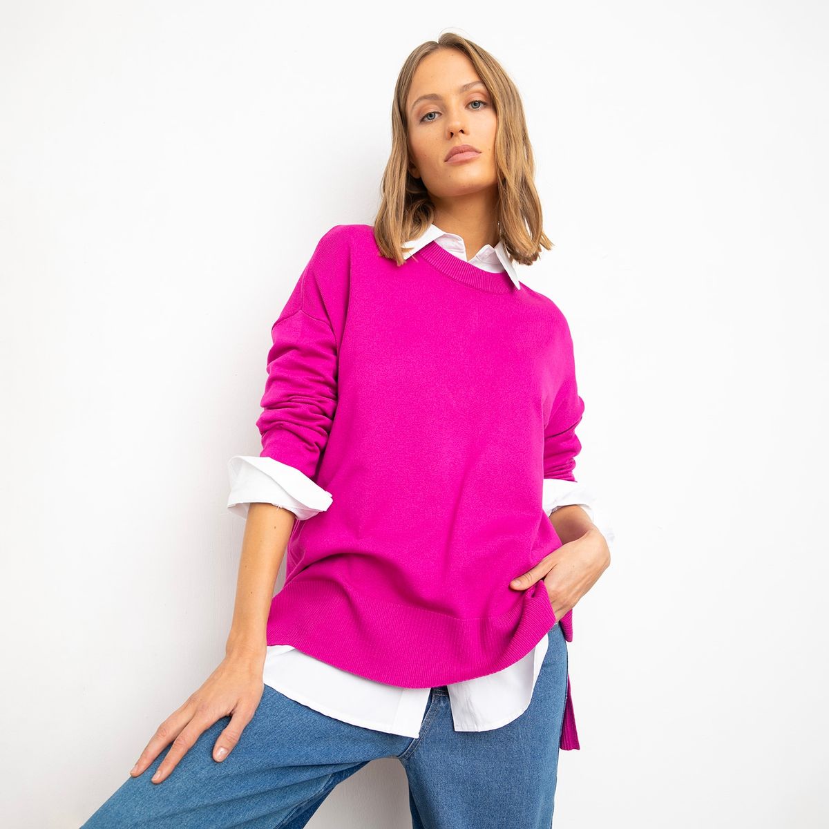 BASEMENT - Sweater Liso Manga Larga Mujer Basement