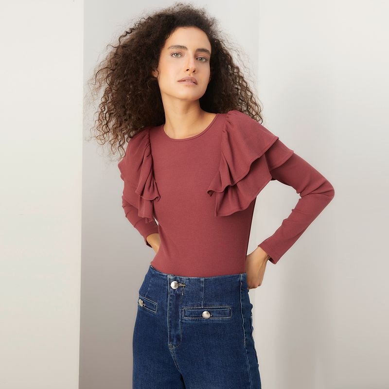 BASEMENT - Polera Manga Larga Mujer Basement