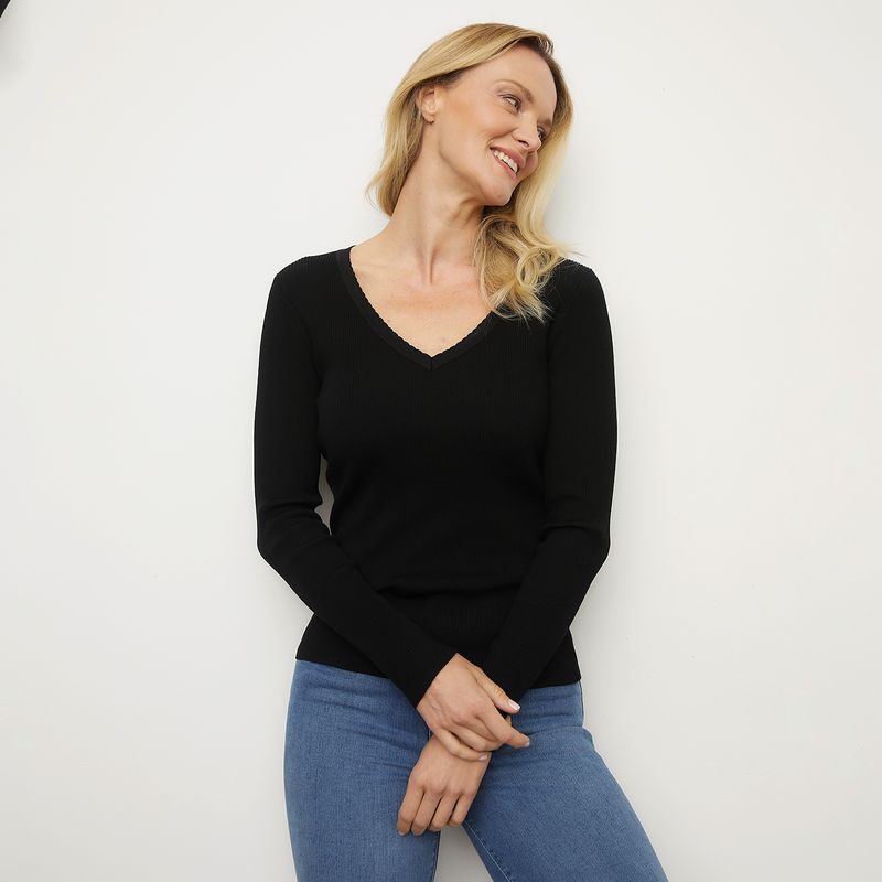 S COCCI - Sweater Rib Escote V Mujer S Cocci