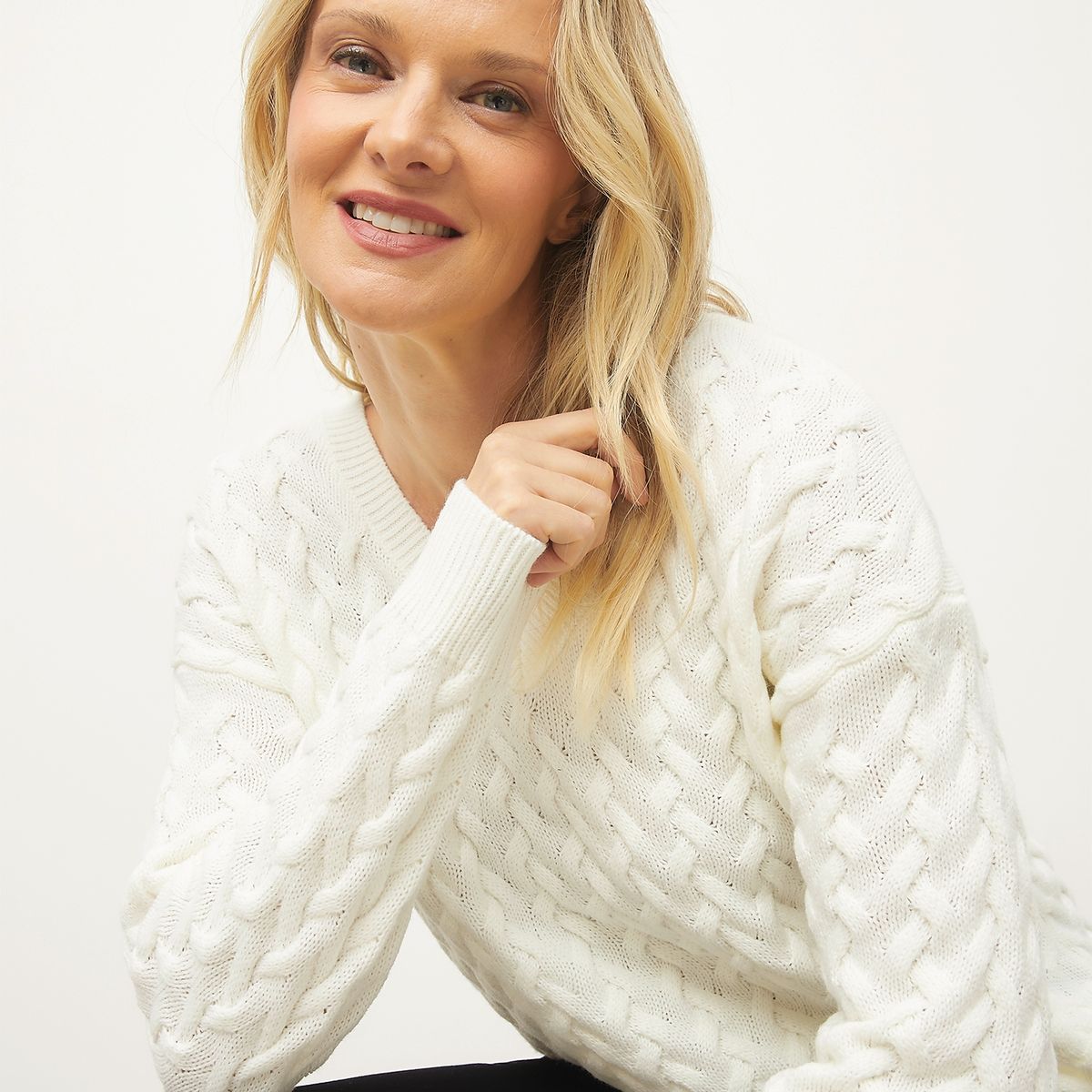 S COCCI - Sweater Trenzado Cuello En V Mujer S Cocci