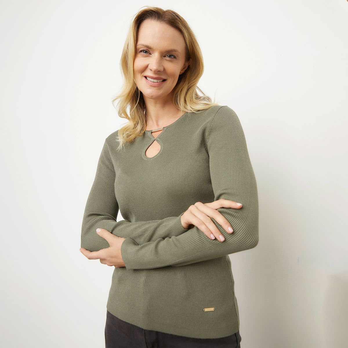 S COCCI - Sweater Rib Escote Redondo Cut Out Mujer S Cocci