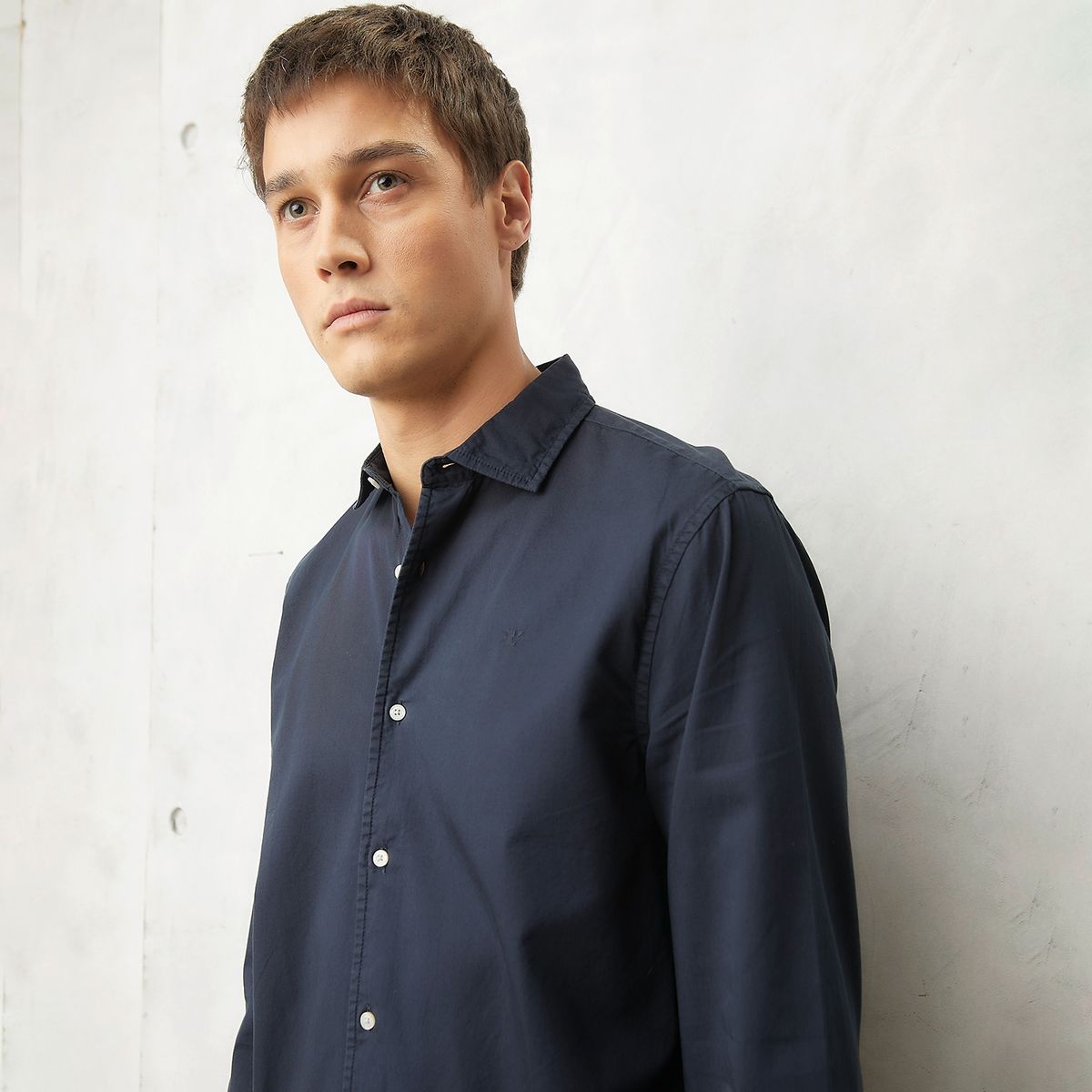 WOLF&HANK - Camisa Lisa Manga Larga Sport Algodón Slim Hombre Wolf&Hank