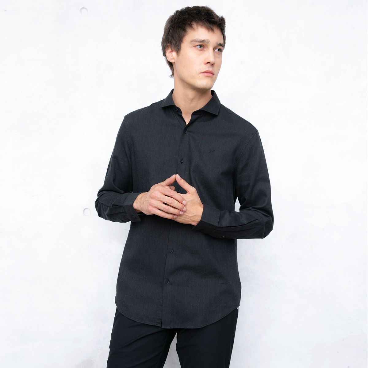 WOLF&HANK - Camisa Lisa Casual Manga Larga Algodón Hombre Wolf&Hank