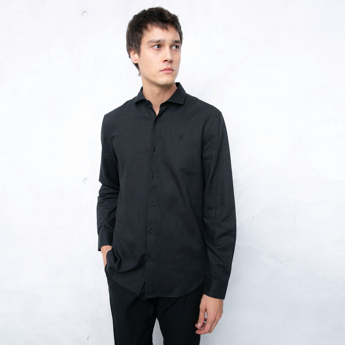 WOLF&HANK - Camisa Lisa Casual Manga Larga Algodón Hombre Wolf&Hank