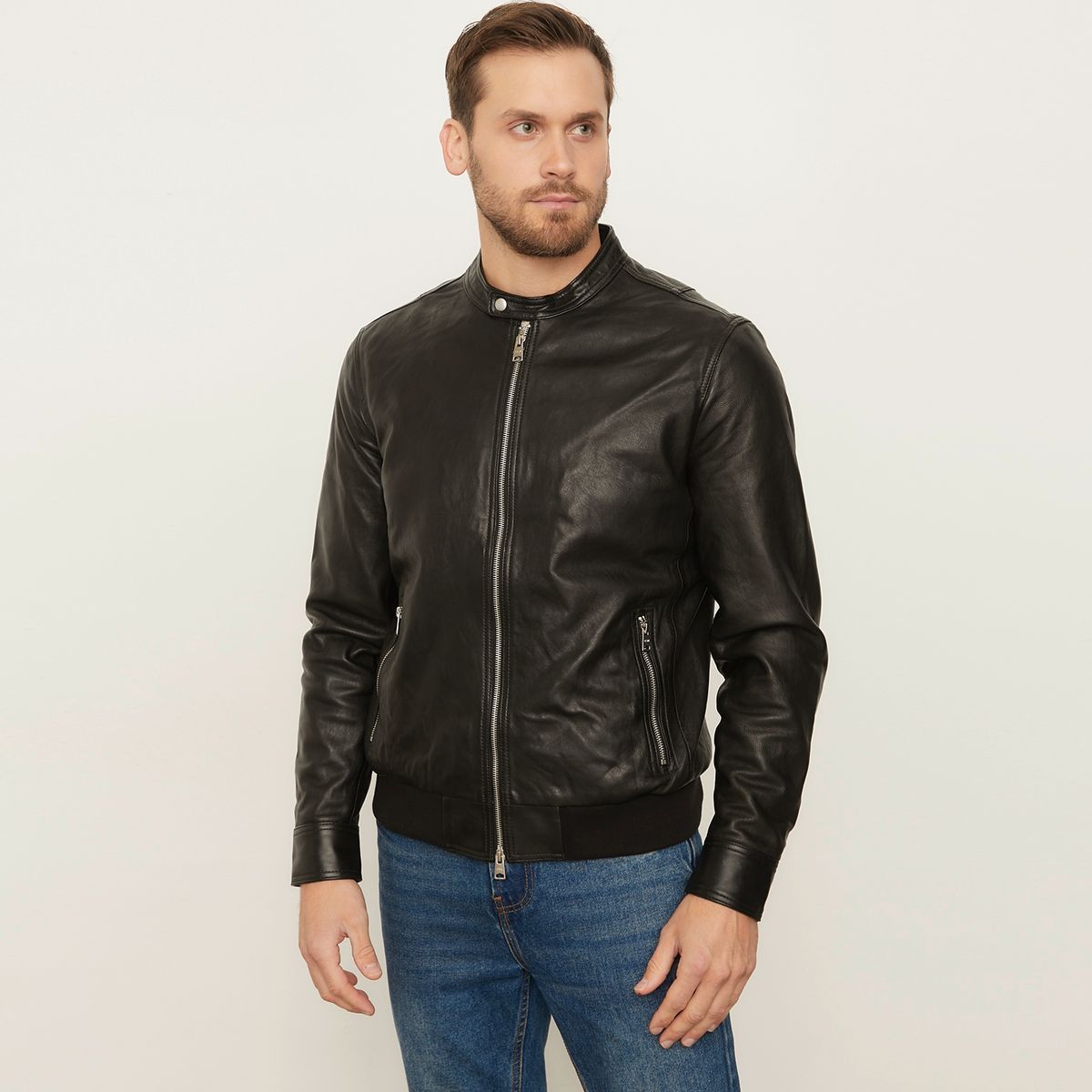 BASEMENT - Chaqueta Cuero Recto Hombre Basement