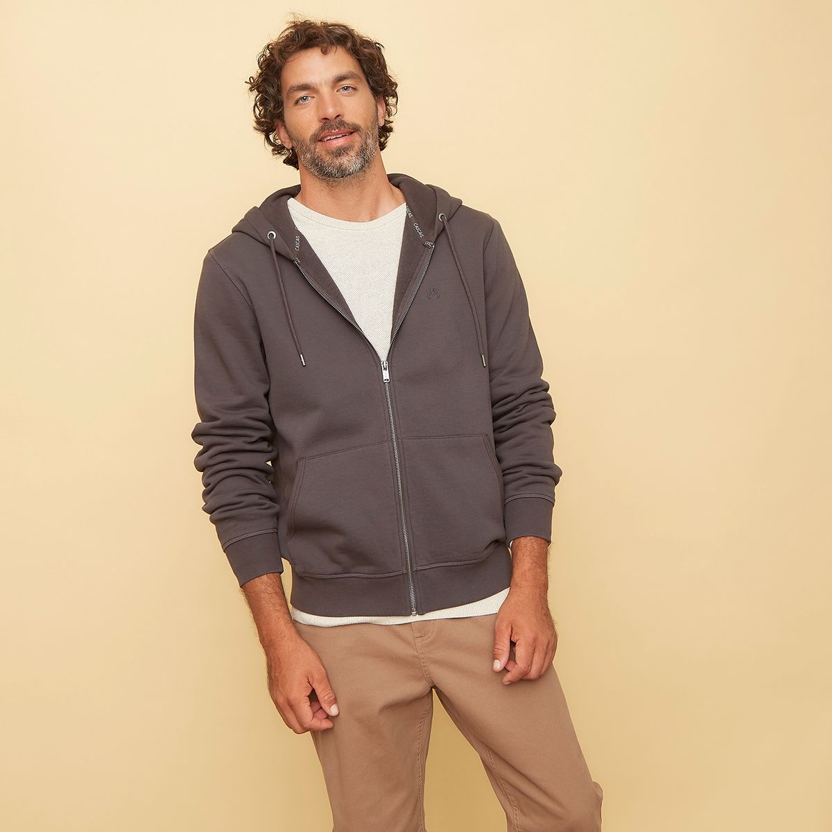 CASCAIS - Polerón Con Cierre Y Gorro Hombre Algodón Cascais