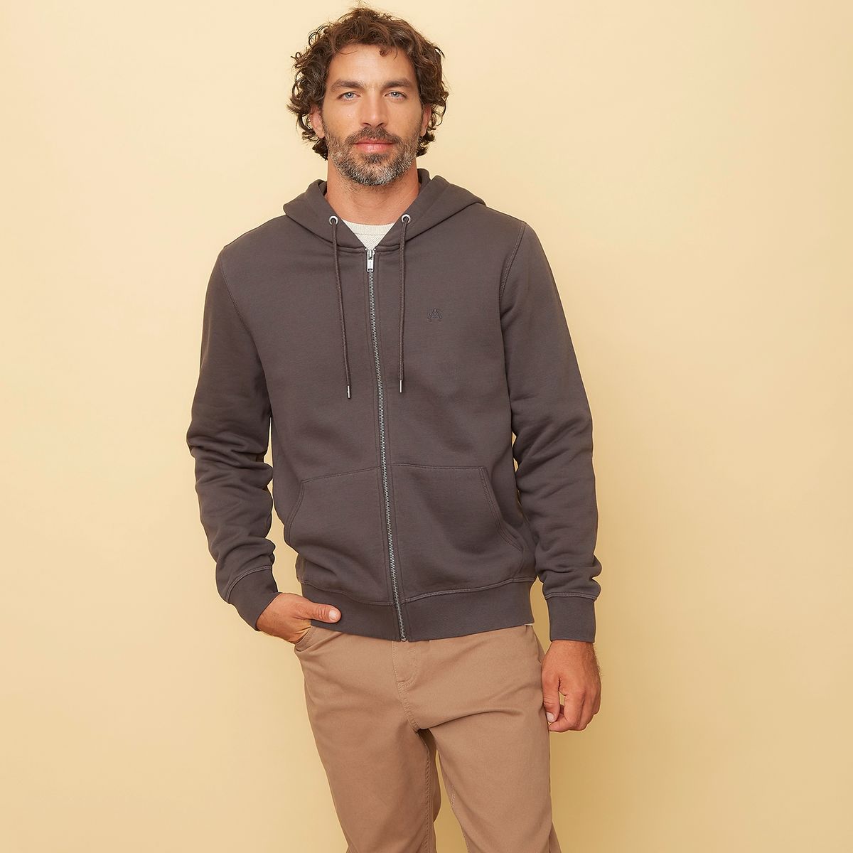 CASCAIS - Polerón Con Cierre Y Gorro Hombre Algodón Cascais