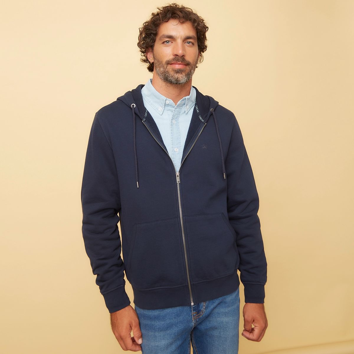 CASCAIS - Polerón Con Cierre Y Gorro Hombre Algodón Cascais