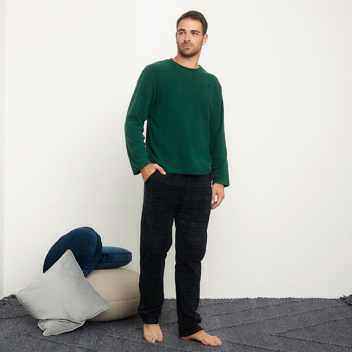 NEWPORT - Conjunto Pijama Largo Polar Recto Hombre Newport