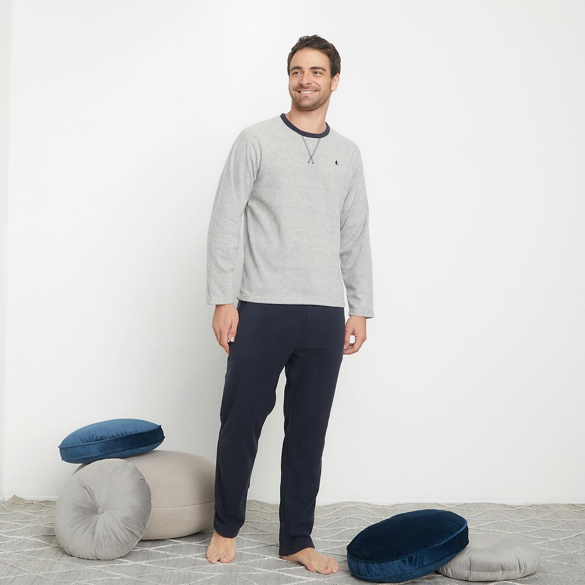 NEWPORT - Conjunto Pijama De Polar Largo Hombre Newport