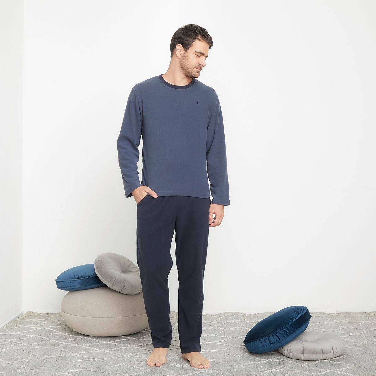 NEWPORT - Conjunto Pijama De Polar Largo Hombre Newport