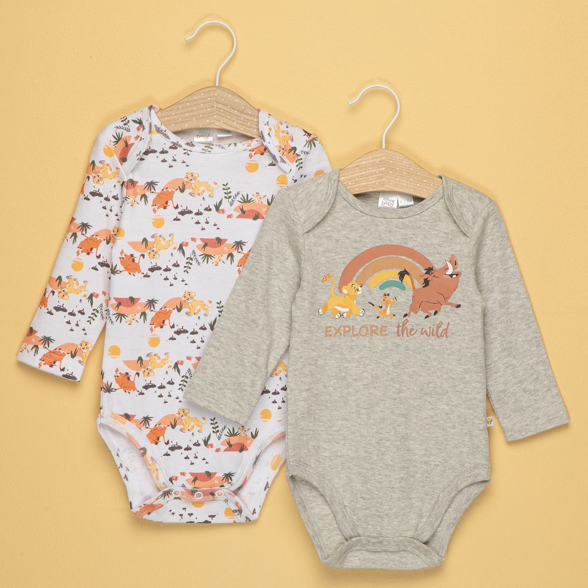 REY LEON - Body Unisex Bebé Pack De 2 Unidades Algodón Rey Leon