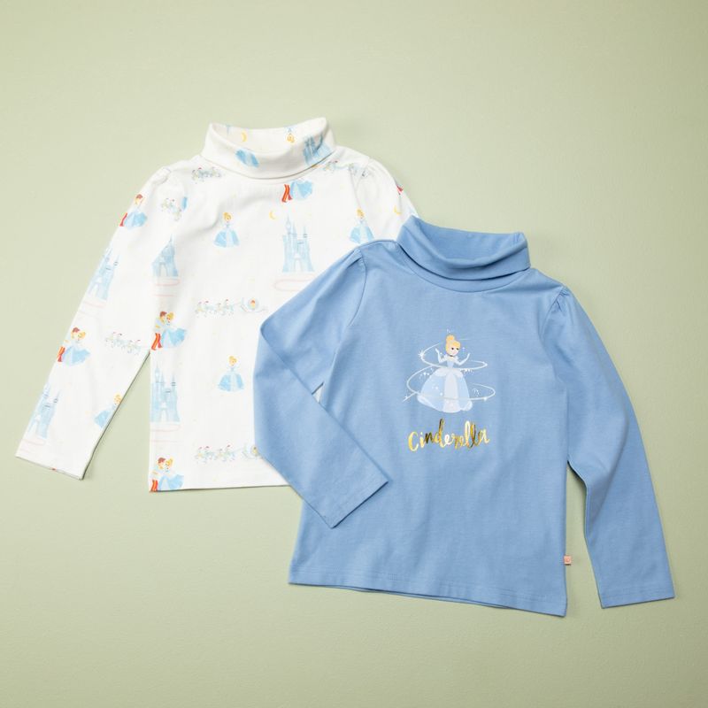 PRINCESAS - Beatle Niña Pack De 2 Unidades Algodón Con Cuello Princesas