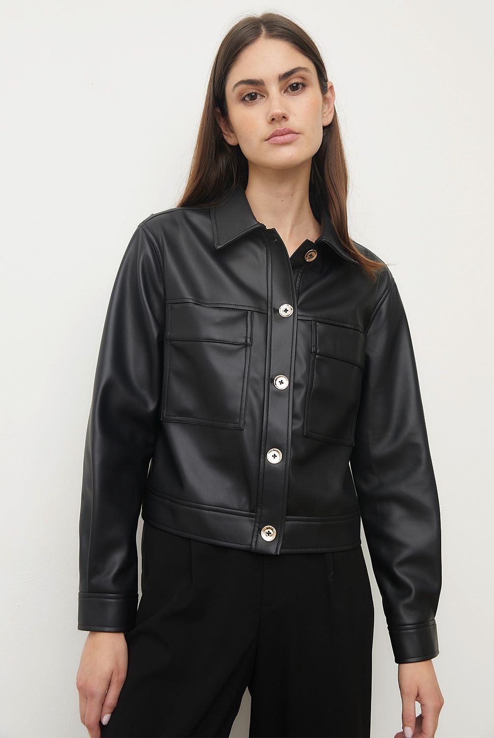 BASEMENT - Chaqueta Cuero Sintético Mujer Basement