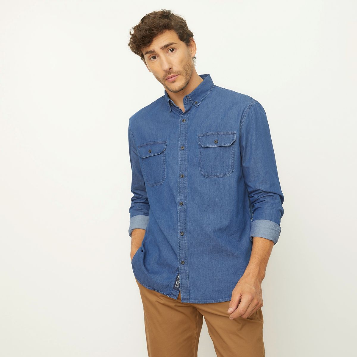 UNIVERSITY CLUB - Camisa Casual Manga Larga Algodón Regular Hombre University Club