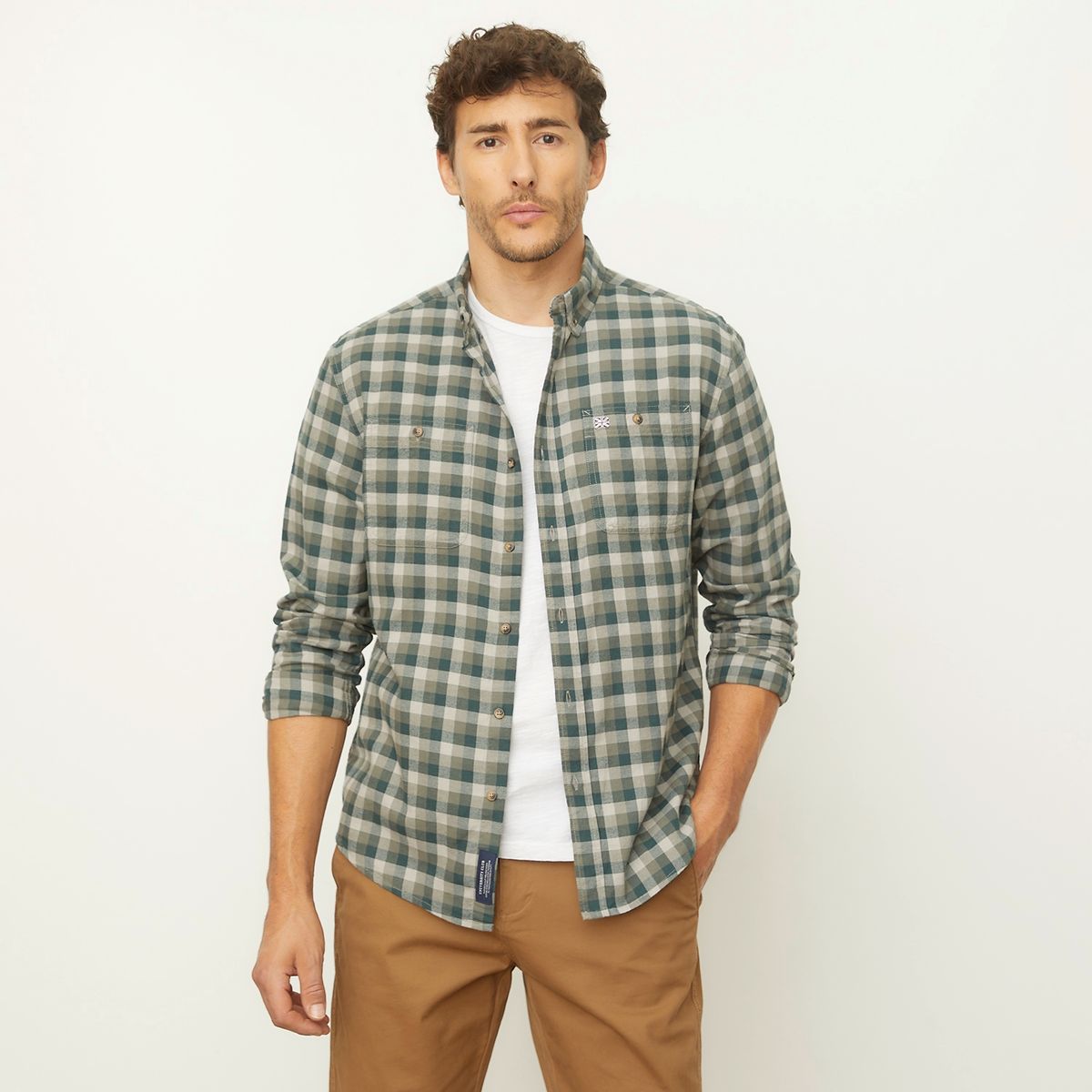 UNIVERSITY CLUB - Camisa Casual Manga Larga Algodón Regular Hombre University Club